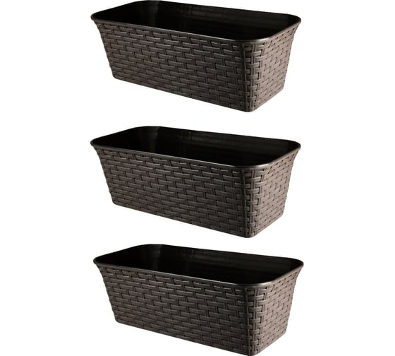 Изображение товара Балконный ящик Violet Ротанг 43 см, с дренажем, венге, 3 шт. N-Kahpo-3-35400-05