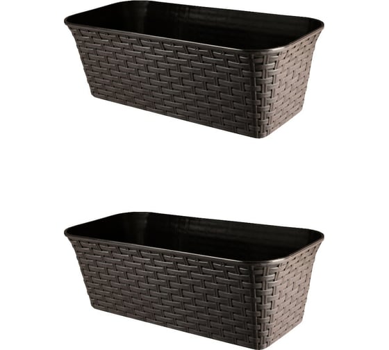 Изображение товара Балконный ящик Violet Ротанг 43 см, с дренажем, венге, 2 шт. N-Kahpo-2-35400-05