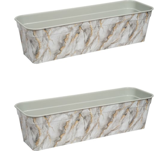 Изображение товара Балконный ящик Violet 62 см, с дренажем, декор Мрамор, 2 шт. N-Kahpo-2-3560-50