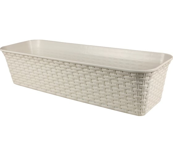 Изображение товара Балконный ящик Violet Ротанг 63 см, с дренажем, слоновая кость 3560026