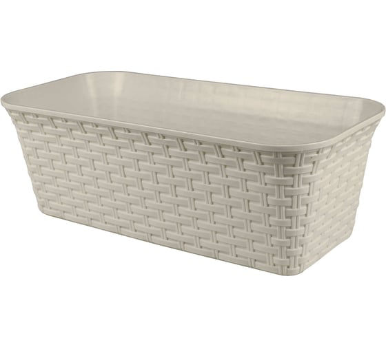 Изображение товара Балконный ящик Violet Ротанг 43 см, с дренажем, слоновая кость 3540026