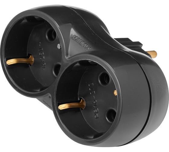 Изображение товара 2-местный разветвитель Bylectrica, прямой с заземлением, РВ16-373 черный