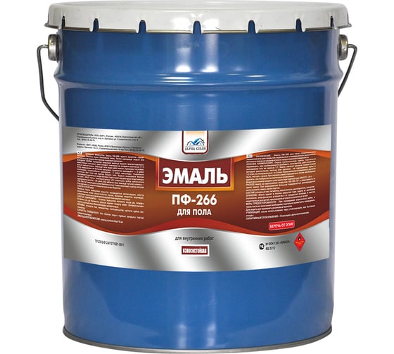 Изображение товара Эмаль для пола  Alpha Color ПФ-266, красно-коричневый, 20 кг 34669