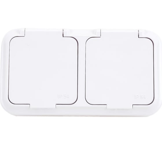 Изображение товара 2-местная розетка Bylectrica ОУ IP44, серия Прочие изделия, белый, РА16-221