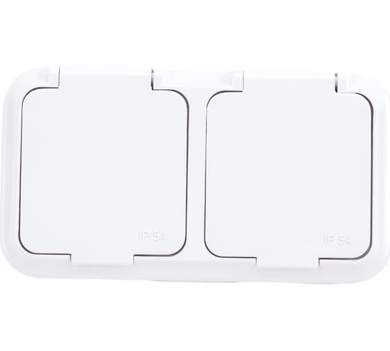 Изображение товара 2-местная розетка Bylectrica ОУ с заземлением, IP44, серия Прочие изделия, белый, РА16-213