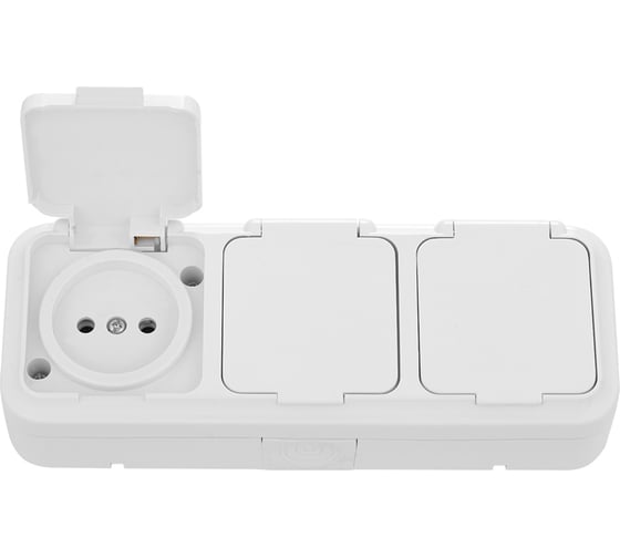 Изображение товара 3-местная розетка Bylectrica ОУ IP54, серия ПРАЛЕСКА АКВА, белый, РА16-0131