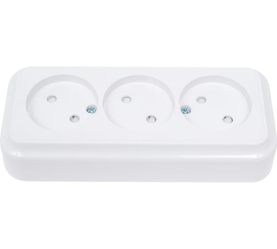 Изображение товара 3-местная розетка Bylectrica ОУ с заземлением, со шторками, гнезда 45 гр, серия ПРАЛЕСКА, белый, РА16-745