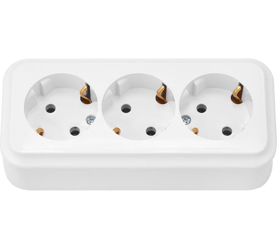 Изображение товара 3-местная розетка Bylectrica ОУ со шторками, гнезда 45 гр, серия ПРАЛЕСКА, белый, РА16-742