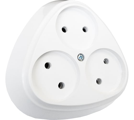 Изображение товара 3-местная розетка Bylectrica ОУ, треугольная, серия ПРАЛЕСКА, белый, РА16-111