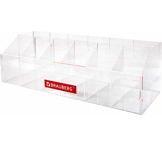 Изображение товара Подставка под письменные принадлежности BRAUBERG 12 отделений, 15x41x12 см, оргстекло 505924