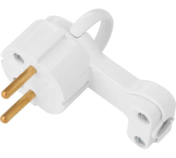 Изображение товара Угловая плоская вилка Bylectrica с откидным кольцом, без земли, 6А, В6-060