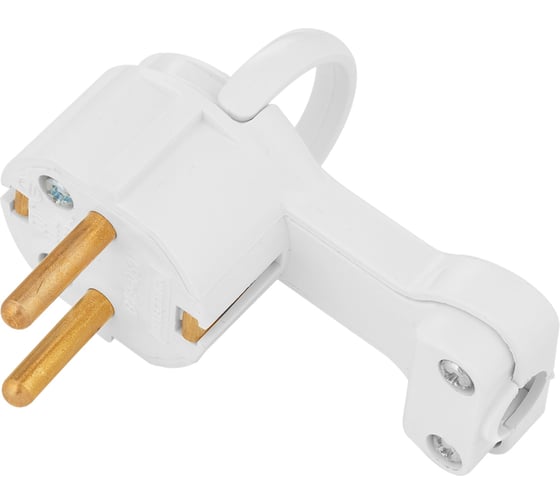 Изображение товара Угловая плоская вилка Bylectrica откидным с кольцом, с землей, 16А, В16-061