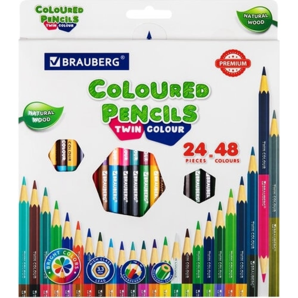 Цветные мягкие двусторонние карандаши BRAUBERG чернографитные карандаши brauberg