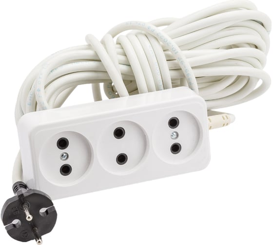 Изображение товара Удлинитель ООО Ливны-Электро У6-716 3-х местный, провод ПВС 2*1 L=10м У 613