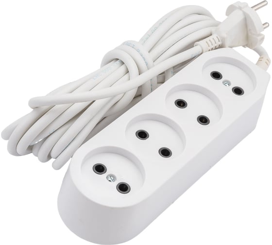 Изображение товара Удлинитель ООО Ливны-Электро У6-717 4-х местный, провод ПВС 2*1, белый L=5м У 761