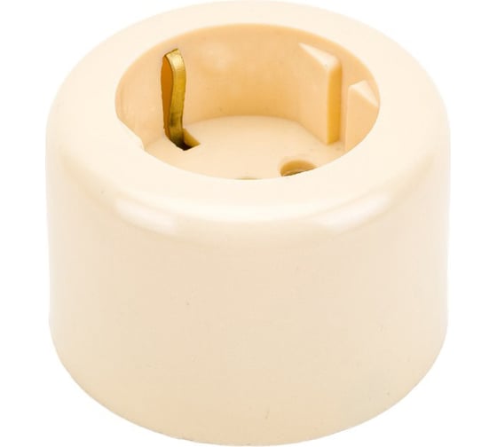 Изображение товара Электророзетка ООО Ливны-Электро РА 10-011 с заземляющим контактом, круглая,слоновая кость РА 1715