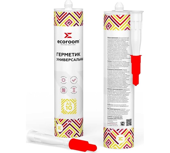 Изображение товара Герметик акриловый ECOROOM AS-10 универсальный, белый, 280 мл Е-Герм-3836/280