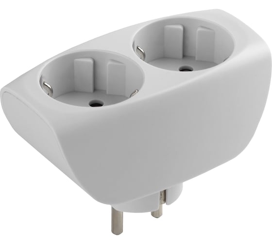 Изображение товара Тройник с заземлением и шторками SP-2e-W ЭРА белый, 2 гнезда ЭРА C0045528