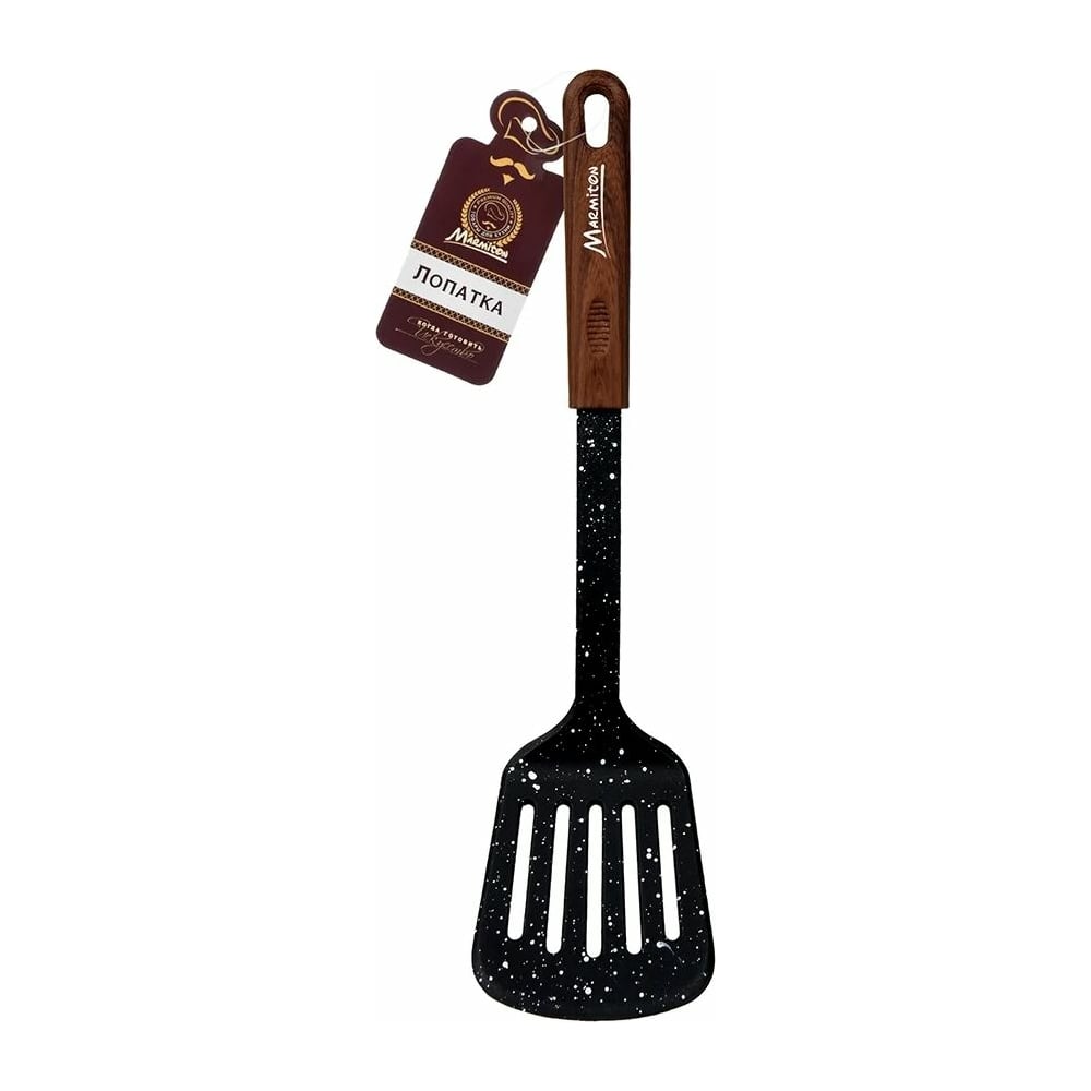 Изображение товара Нейлоновая лопатка MARMITON с прорезями 32 см резиновая ручка