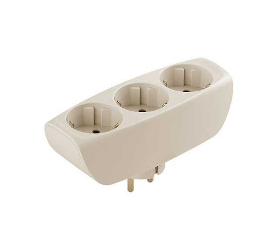 Изображение товара Тройник с заземлением и шторками SP-3e-I ЭРА слоновая кость, 3 гнезда ЭРА Б0002370
