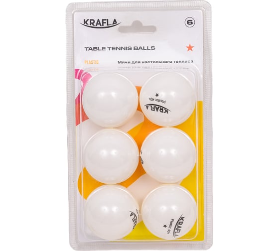 Изображение товара Набор для настольного тенниса Krafla мяч, одна звезда, 6 шт KFL-AQB-WT600