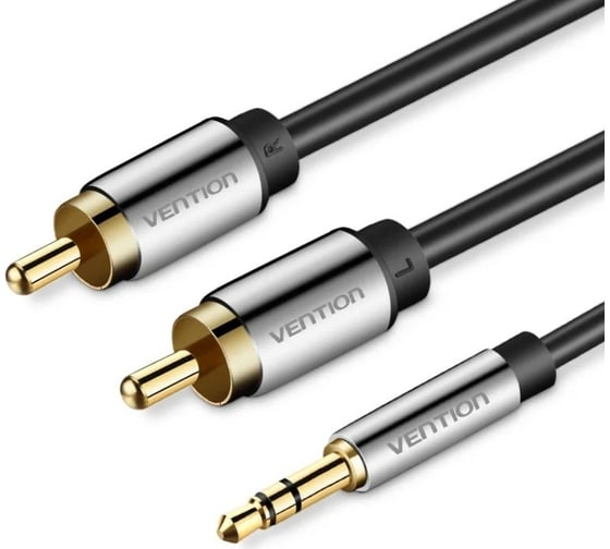 Изображение товара Кабель VENTION аудио Jack 3,5 mm M/2RCA M - 5 м Чёрный P550AC500-S