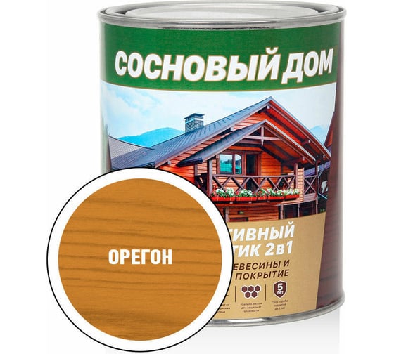 Изображение товара Декоративно-защитный состав для древесины ЗАО Декарт Сосновый дом орегон, 0.8 л 29519