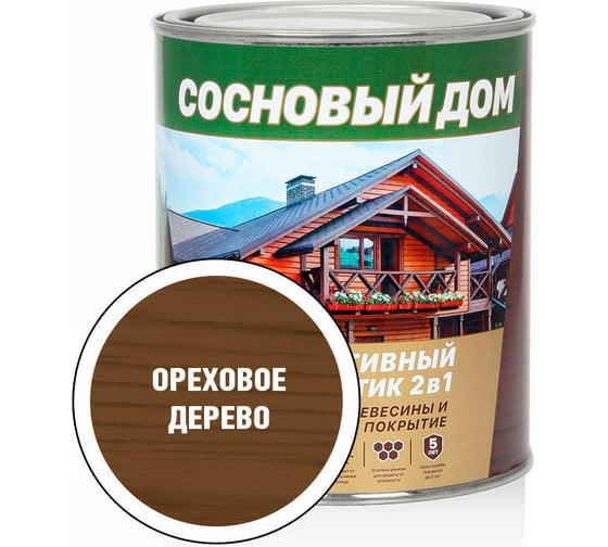 Изображение товара Декоративно-защитный состав для древесины ЗАО Декарт Сосновый дом ореховое дерево, 0.8 л 29520