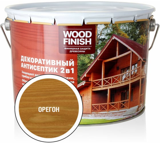 Изображение товара Декоративный антисептик ЗАО Декарт WOOD FINISH для дерева, орегон, 9 л 28484