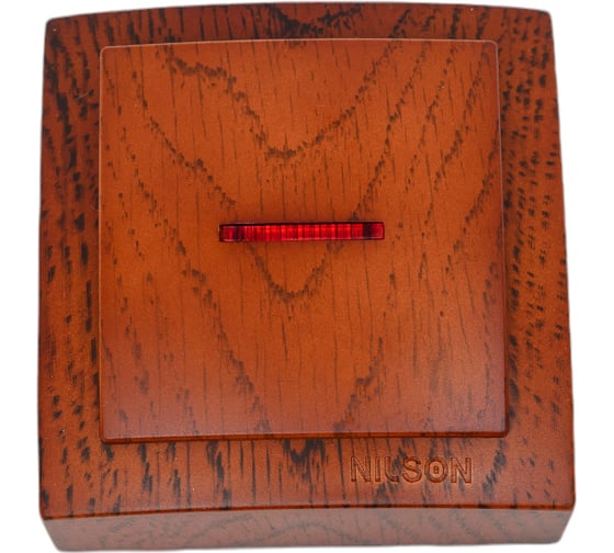 Изображение товара 1-клавишный выключатель Nilson ОУ с подсветкой, Themis, дуб 26251002