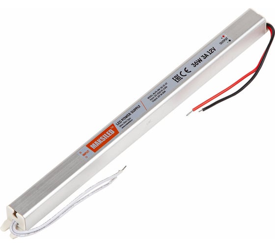 Изображение товара Блок питания MAKSILED 12В, 36Вт, IP20, 3A, 283x18x18мм, металл MLPS-NW-36-12-UT