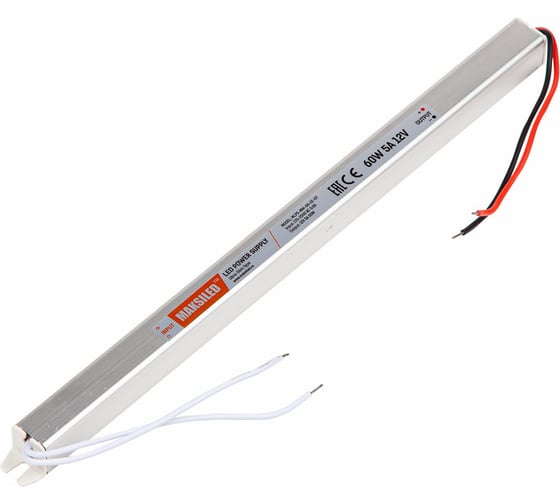 Изображение товара Блок питания MAKSILED 12В, 60Вт, IP20, 5A, 313x18x18мм, металл MLPS-NW-60-12-UT