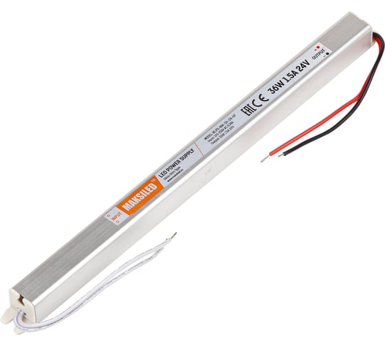 Изображение товара Блок питания MAKSILED 24В, 36Вт, IP20, 1.5A, 283x18x18мм, металл MLPS-NW-36-24-UT