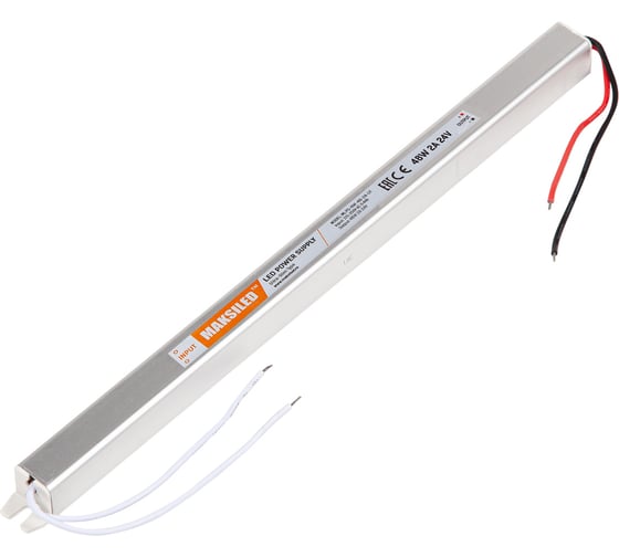 Изображение товара Блок питания MAKSILED 24В, 48Вт, IP20, 2A, 313x18x18мм, металл MLPS-NW-48-24-UT