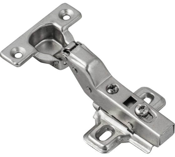 Изображение товара Мебельная петля с доводчиком, в сборе с пластиной под шуруп, для вкладной двери Левша Ø26, CLIP (2 шт.) У8-3649