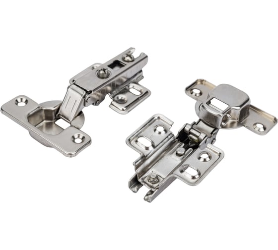 Изображение товара Мебельная петля для накладных дверей, в сборе с пластиной под шуруп Левша Ø35, 110мм, Н=0 (2 шт.) У8-3619