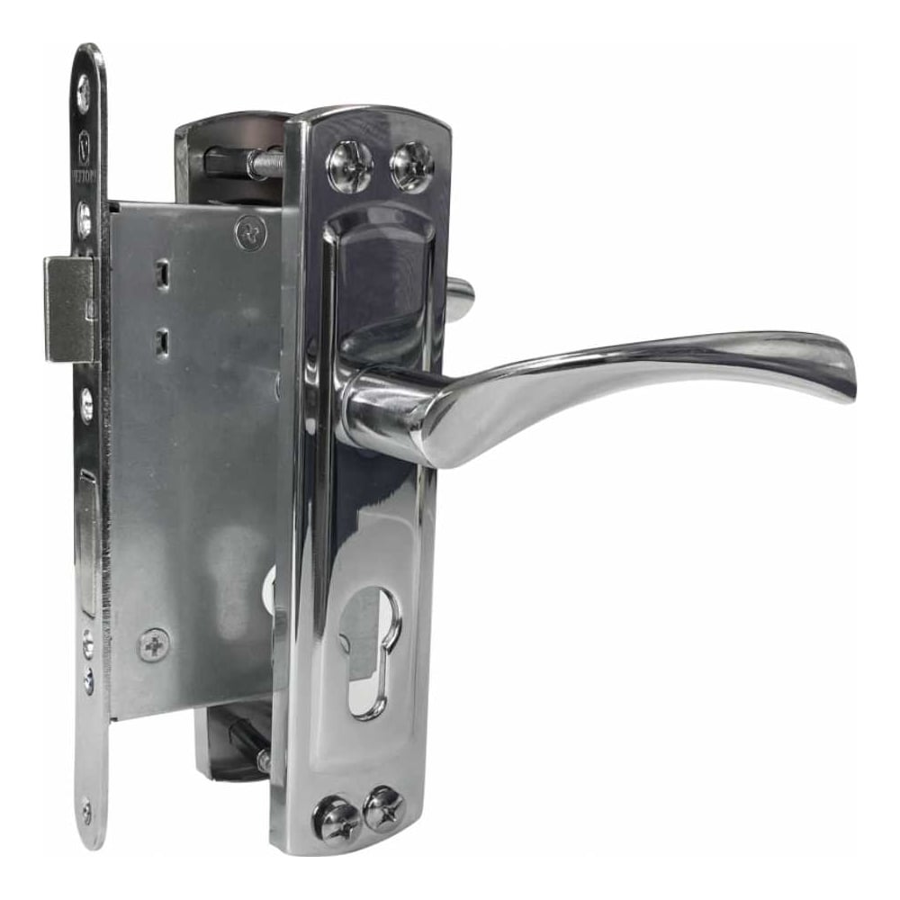 Изображение товара Врезной замок с ручкой VETTORE 5523-4 CP хром - надежное запирание для дверей