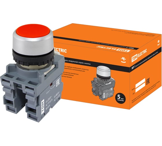 Изображение товара Кнопка mp1-20r в сборе d22мм 1з+1р красная TDM ELECTRIC SQ0747-0001