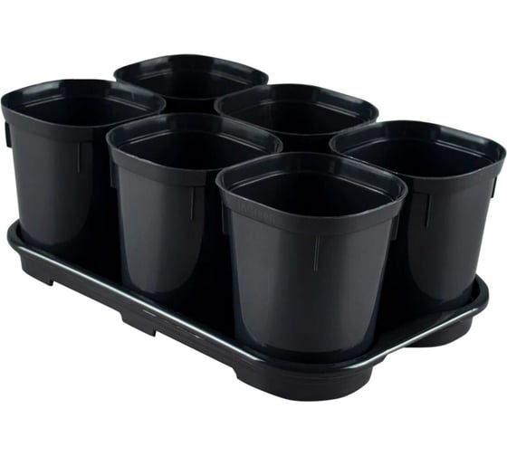 Изображение товара Набор горшков для выращивания рассады INGREEN Smart Solution с поддоном, 6x400мл, черный 35006035ЧР 216958