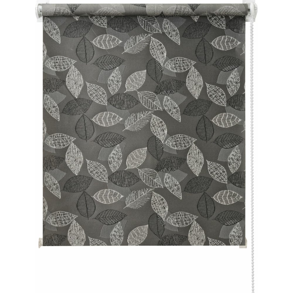 Изображение товара Миниролло ПраймДекор Листья серый 73x170 см рулонная штора дизайн