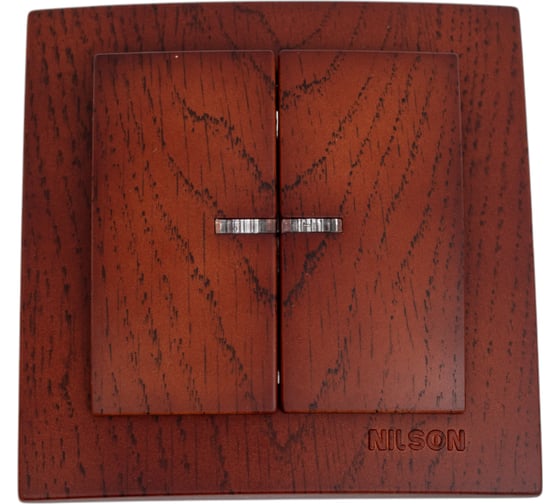 Изображение товара 2-клавишный выключатель Nilson СУ с подсветкой, TOURAN WOOD, черешня 24261004