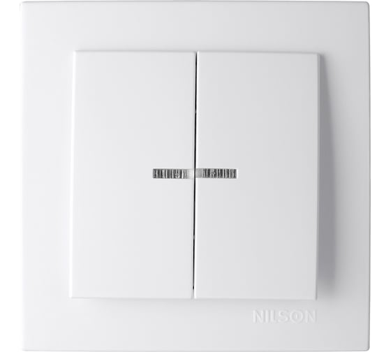 Изображение товара 2-клавишный выключатель Nilson СУ с подсветкой, TOURAN-ALEGRA-THOR, белый 24111004