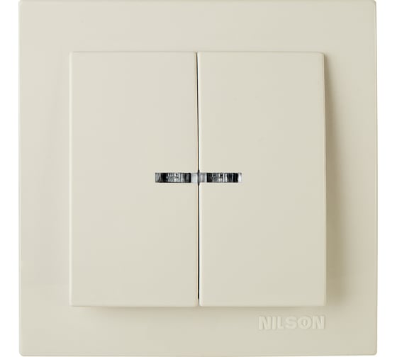 Изображение товара 2-клавишный выключатель Nilson СУ с подсветкой, TOURAN-ALEGRA-THOR, кремовый 24121004