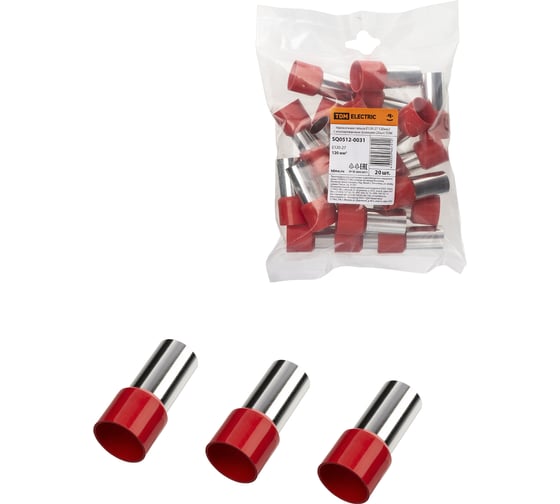 Изображение товара Наконечник-гильза TDM ELECTRIC е120-27 120мм2 с изолированным фланцем (20шт) SQ0512-0031