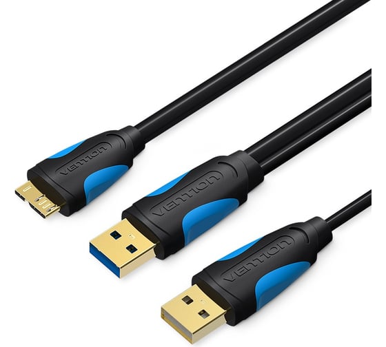 Изображение товара Кабель VENTION USB 3.0 AM/micro B, USB 2.0 AM - 1м CQPBF