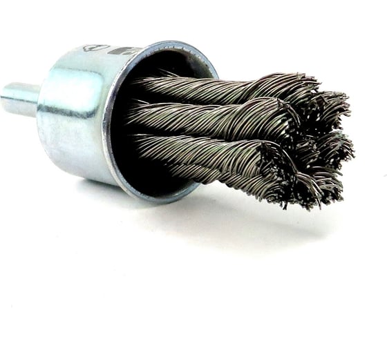 Изображение товара Щетка концевая жгутовая для дрели 20 мм, хв-к 6x15 мм, проволока нержавеющая сталь 0.35 мм SIT 0964