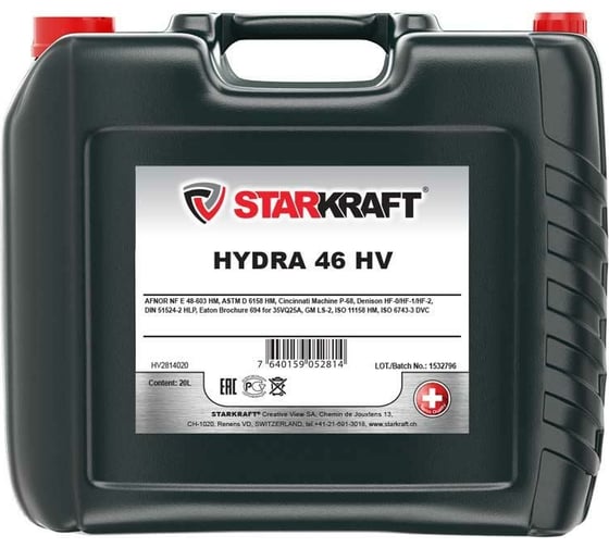 Изображение товара Масло гидравлическое HYDRA 46 HV (HVLP) 20 л STARKRAFT HV2814020