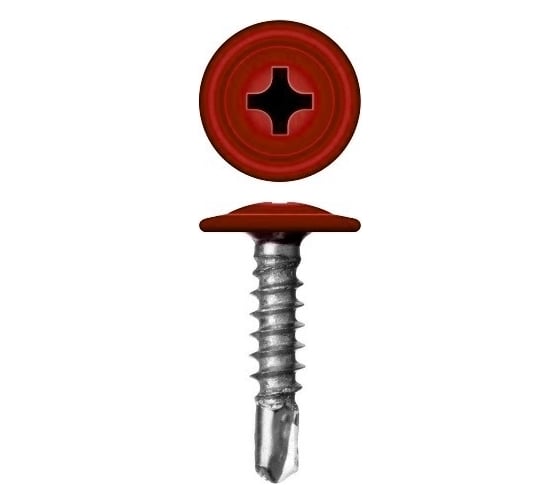 Изображение товара Саморез c пресс-шайбой HARDWEX ТМ HWX2-T-P5-4.2x25 мм, RAL 3011, 500 шт. 2500000001505