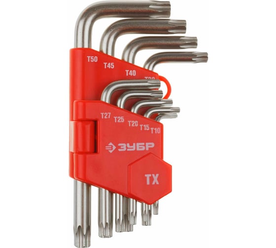 Изображение товара Набор имбусовых коротких ключей TORX Т10-Т50, 9 шт ЗУБР МАСТЕР 27462-1_z02