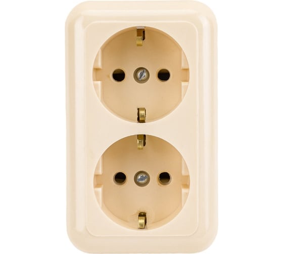 Изображение товара Розетка ООО Ливны-Электро РА 10-015 2-х местная с заземл.контактом, слоновая кость РА 1938